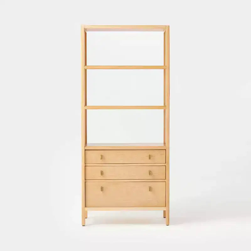 Sandpoint Bookcase with Drawers - Threshold™ designed with Studio McGee: Wood Veneer Tall Cabinet, 3 Shelves