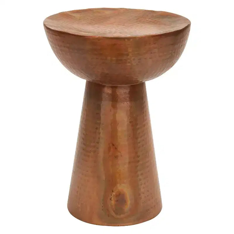 Metal Pedestal Stool Flat Top Copper - Olivia & May: Vintage Iron Drum Table, No Assembly Required
