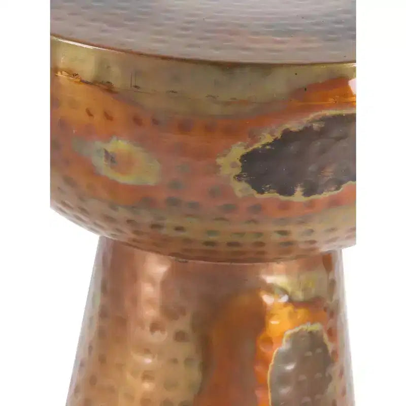 Metal Pedestal Stool Flat Top Copper - Olivia & May: Vintage Iron Drum Table, No Assembly Required