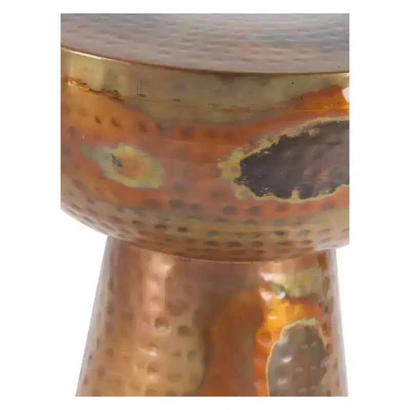 Metal Pedestal Stool Flat Top Copper - Olivia & May: Vintage Iron Drum Table, No Assembly Required