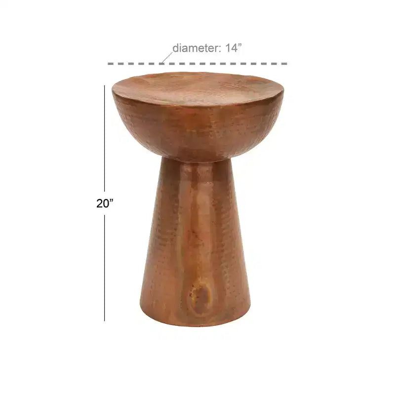 Metal Pedestal Stool Flat Top Copper - Olivia & May: Vintage Iron Drum Table, No Assembly Required