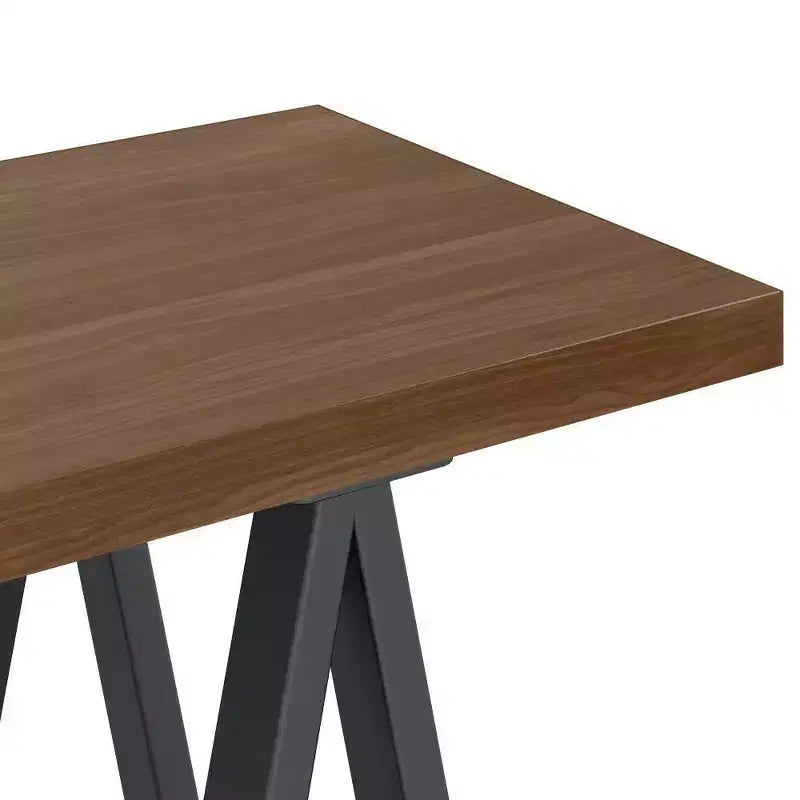 Hawkins Metal/Wood Console Sofa Table Walnut - WyndenHall: Modern Veneer Entryway Furniture with Upholstered Design