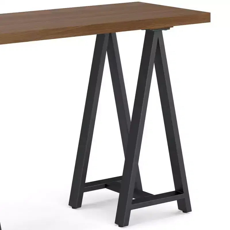 Hawkins Metal/Wood Console Sofa Table Walnut - WyndenHall: Modern Veneer Entryway Furniture with Upholstered Design