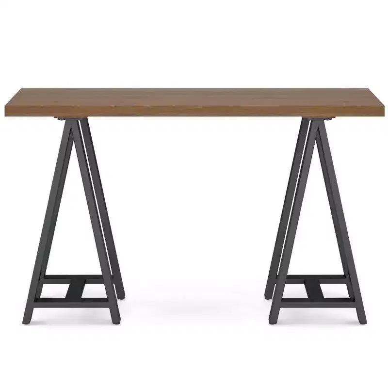 Hawkins Metal/Wood Console Sofa Table Walnut - WyndenHall: Modern Veneer Entryway Furniture with Upholstered Design