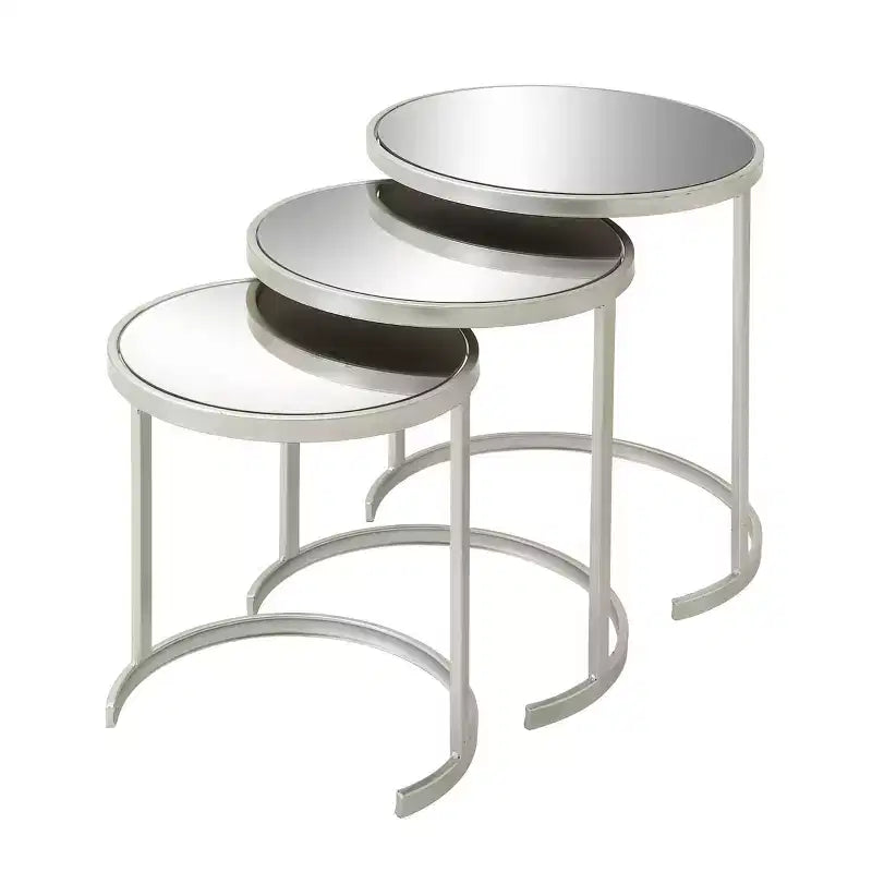 Set of 3 Contemporary Metal Accent Table Silver - Olivia & May