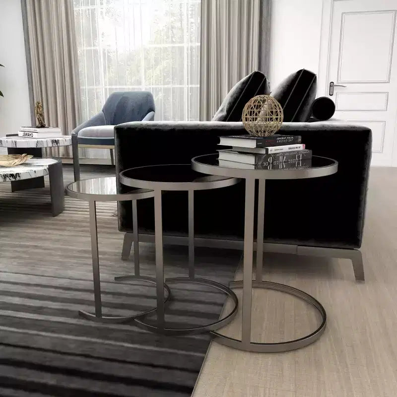 Set of 3 Contemporary Metal Accent Table Silver - Olivia & May
