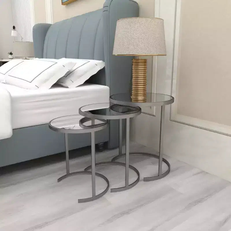 Set of 3 Contemporary Metal Accent Table Silver - Olivia & May