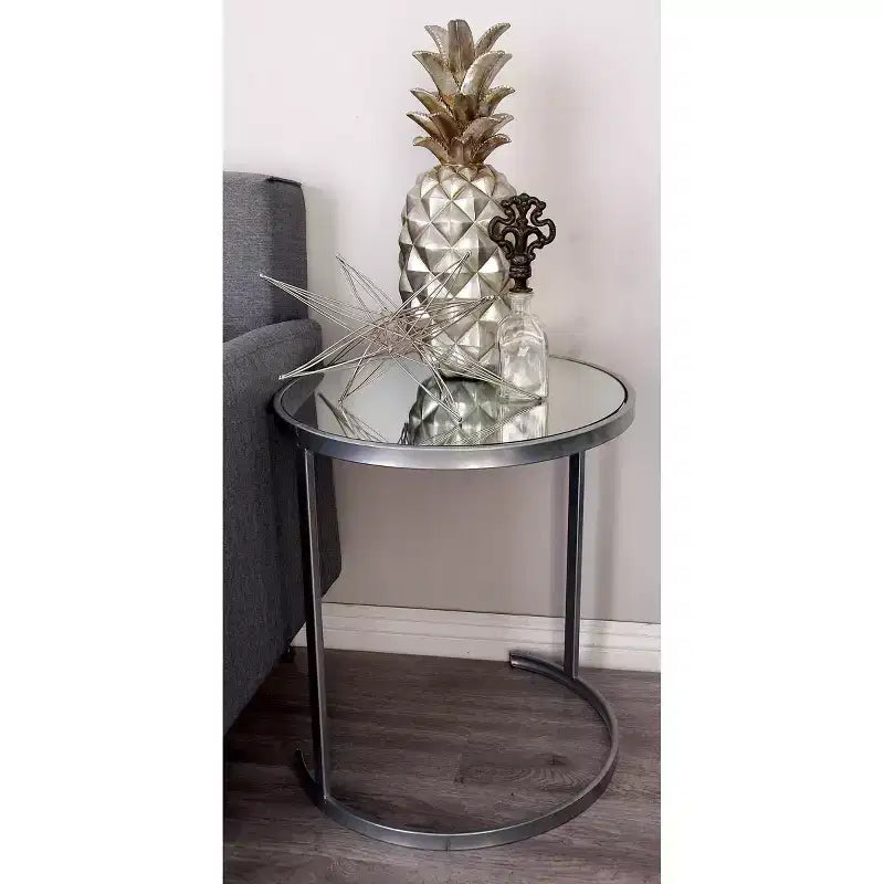 Set of 3 Contemporary Metal Accent Table Silver - Olivia & May