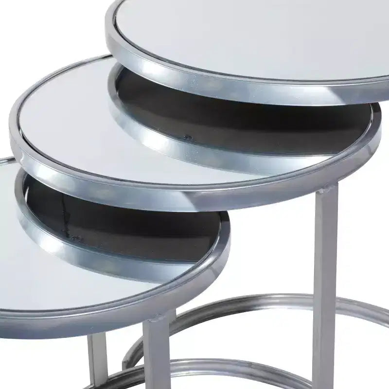 Set of 3 Contemporary Metal Accent Table Silver - Olivia & May