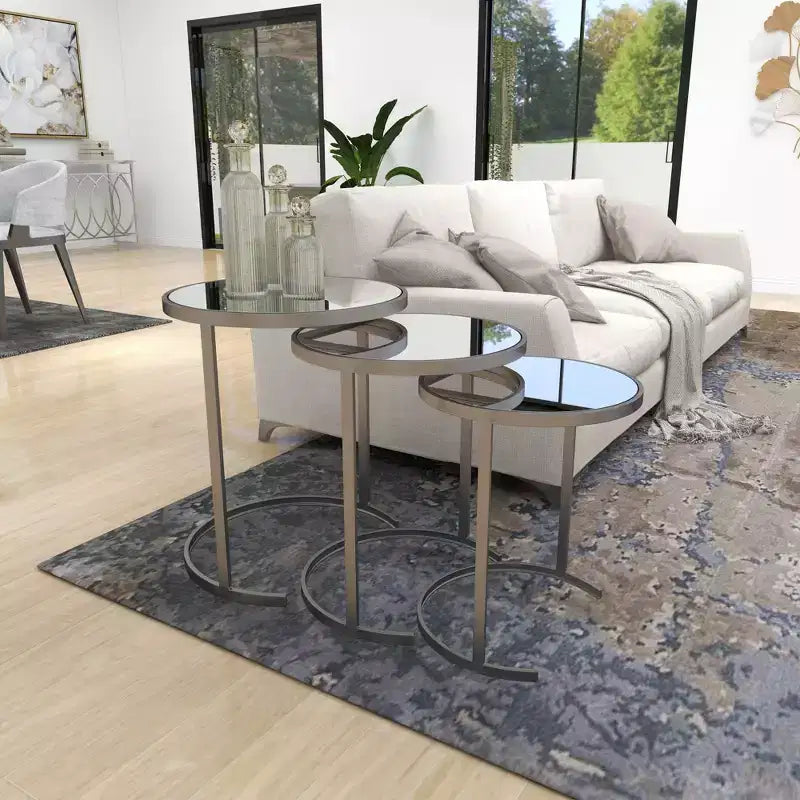 Set of 3 Contemporary Metal Accent Table Silver - Olivia & May