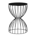 Cami Side Table Noir Black - Adore Decor: Round Metal Frame, MDF Top, Powder-Coated Finish, 23.62" Height, 15.75" Width