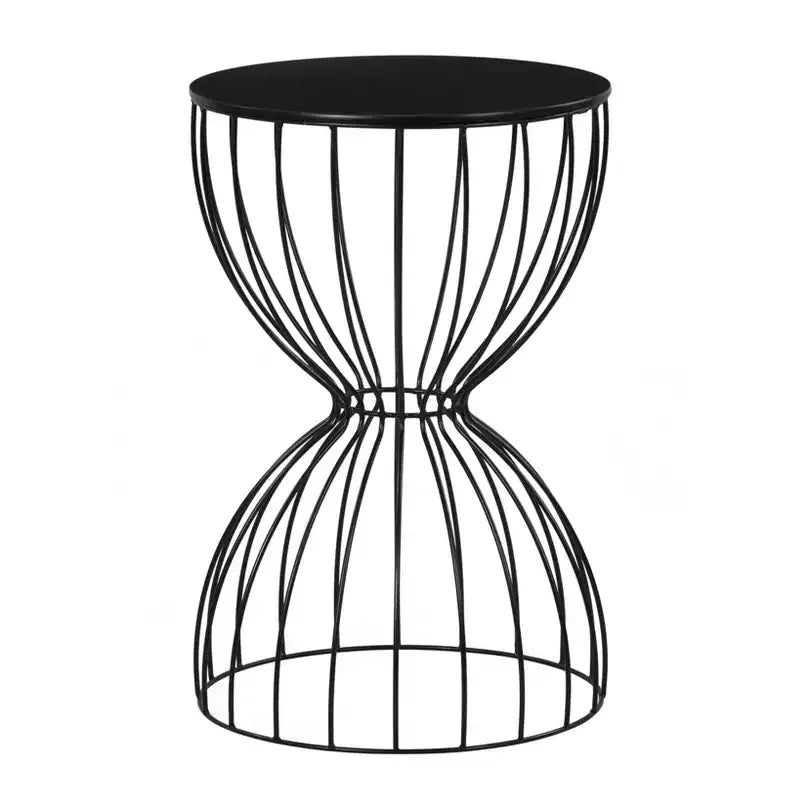 Cami Side Table Noir Black - Adore Decor: Round Metal Frame, MDF Top, Powder-Coated Finish, 23.62" Height, 15.75" Width