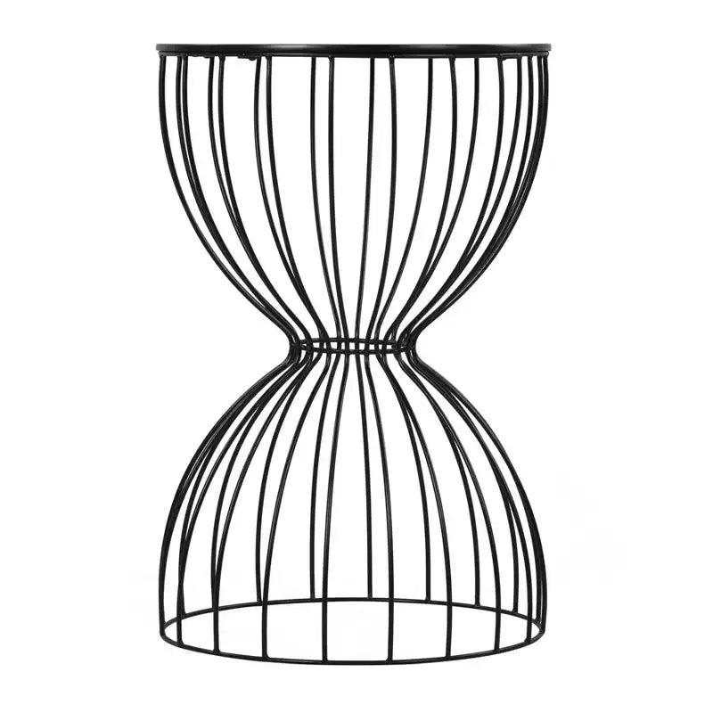 Cami Side Table Noir Black - Adore Decor: Round Metal Frame, MDF Top, Powder-Coated Finish, 23.62" Height, 15.75" Width