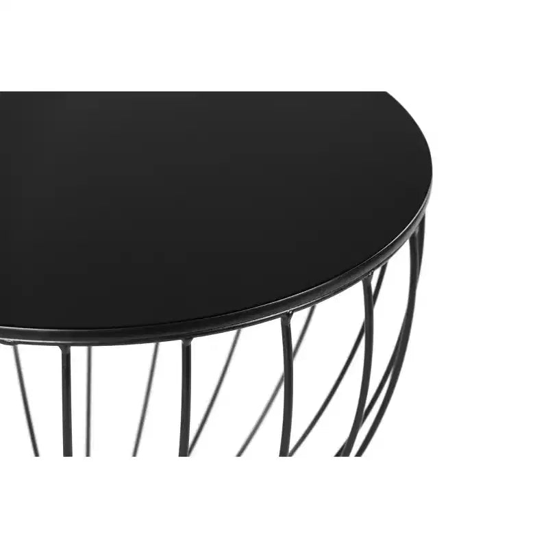 Cami Side Table Noir Black - Adore Decor: Round Metal Frame, MDF Top, Powder-Coated Finish, 23.62" Height, 15.75" Width
