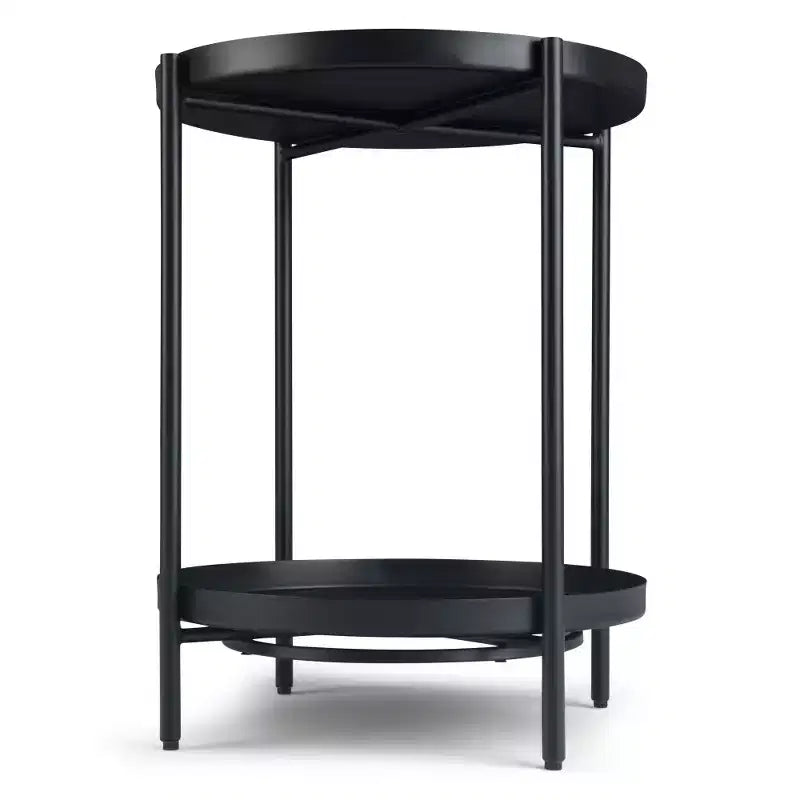 17" Lipton Metal End Table Black - WyndenHall: Industrial Style, Removable Tray, Iron Frame & Shelf