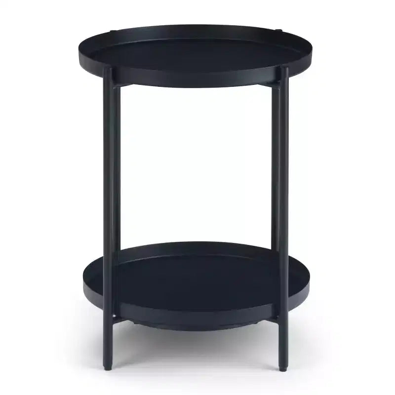 17" Lipton Metal End Table Black - WyndenHall: Industrial Style, Removable Tray, Iron Frame & Shelf