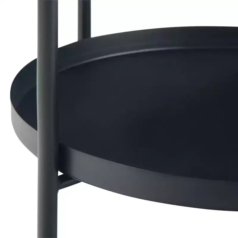 17" Lipton Metal End Table Black - WyndenHall: Industrial Style, Removable Tray, Iron Frame & Shelf