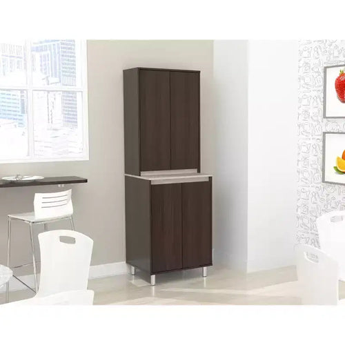 Armoire de salle de repos à 4 portes Espresso/Gris ambré - Inval