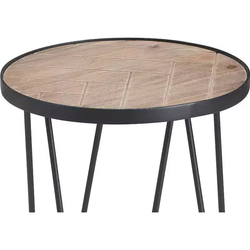 Farmhouse Side Table Metal Brown/Black- ClickDecor