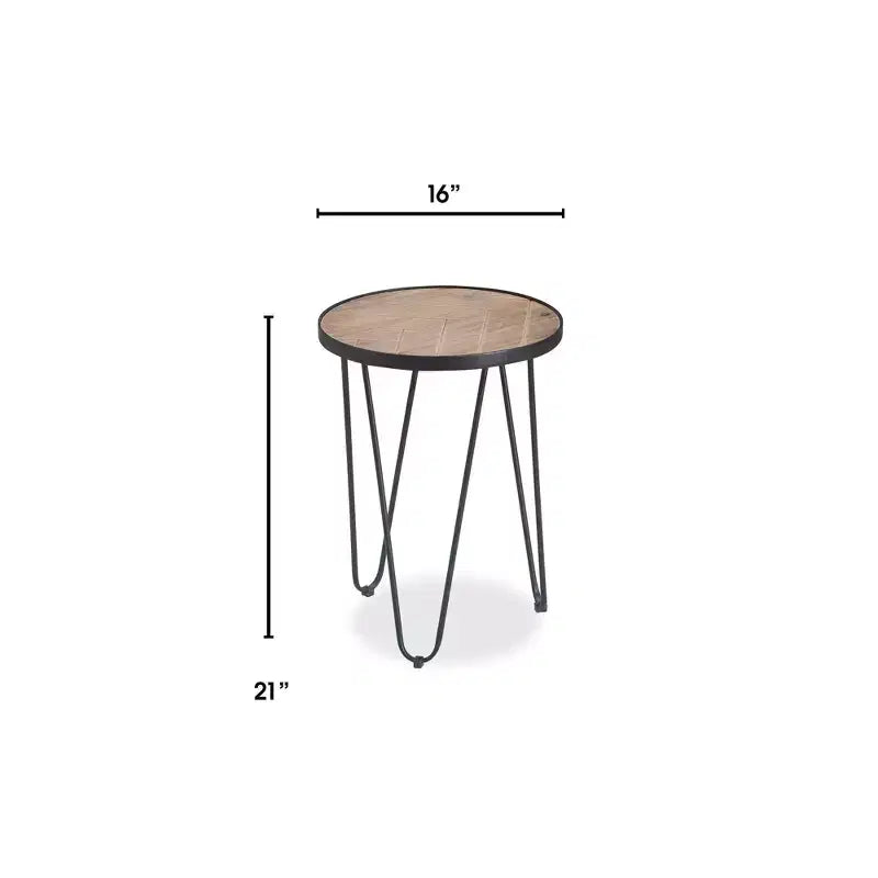 Farmhouse Side Table Metal Brown/Black- ClickDecor