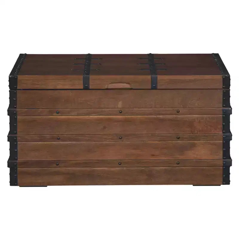 Kettleby Coffre de Rangement Marron - Signature Design by Ashley : d'Inspiration Vintage, Table Basse, Décoration de Ferme