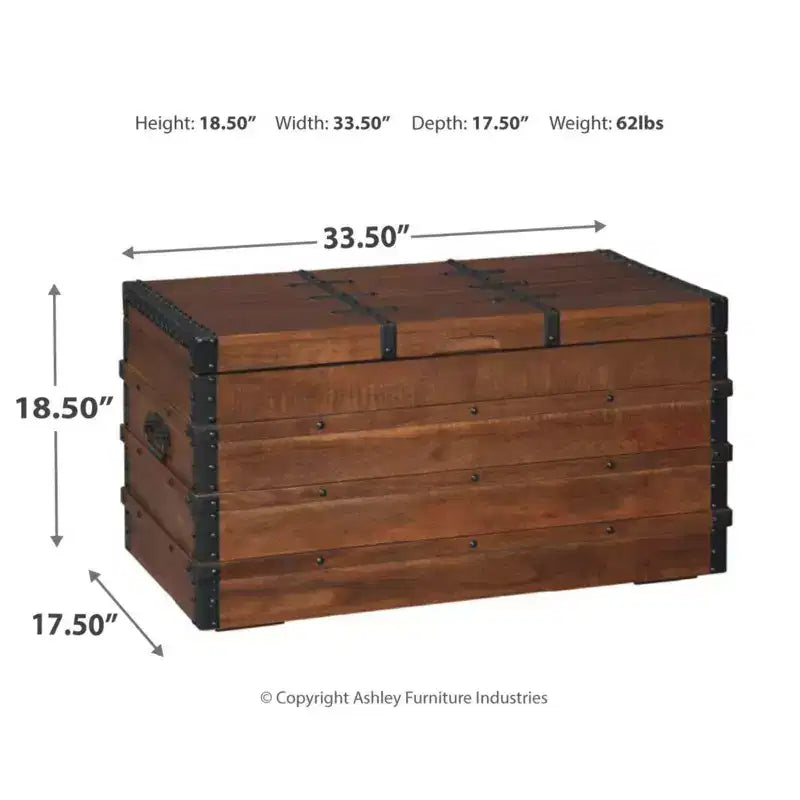 Kettleby Coffre de Rangement Marron - Signature Design by Ashley : d'Inspiration Vintage, Table Basse, Décoration de Ferme