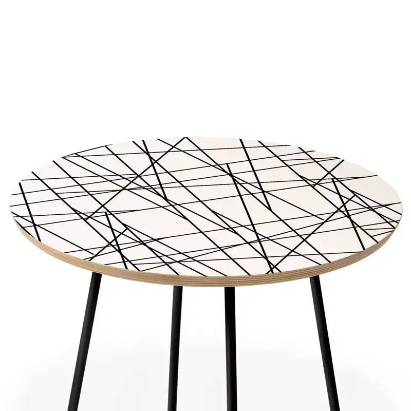 Deny Designs Gabriela Fuente Architecture Side Round Table Black: Modern Stain-Resistant, Wood Composite Top, Steel Frame