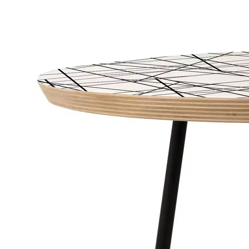 Deny Designs Gabriela Fuente Architecture Side Round Table Black: Modern Stain-Resistant, Wood Composite Top, Steel Frame