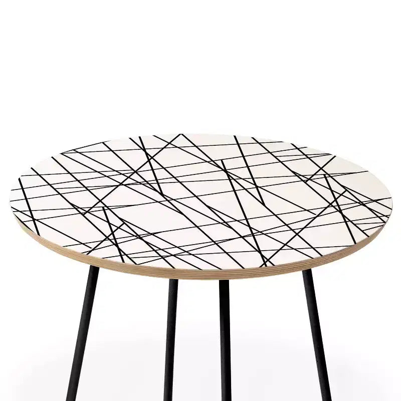 Deny Designs Gabriela Fuente Architecture Side Round Table Black: Modern Stain-Resistant, Wood Composite Top, Steel Frame