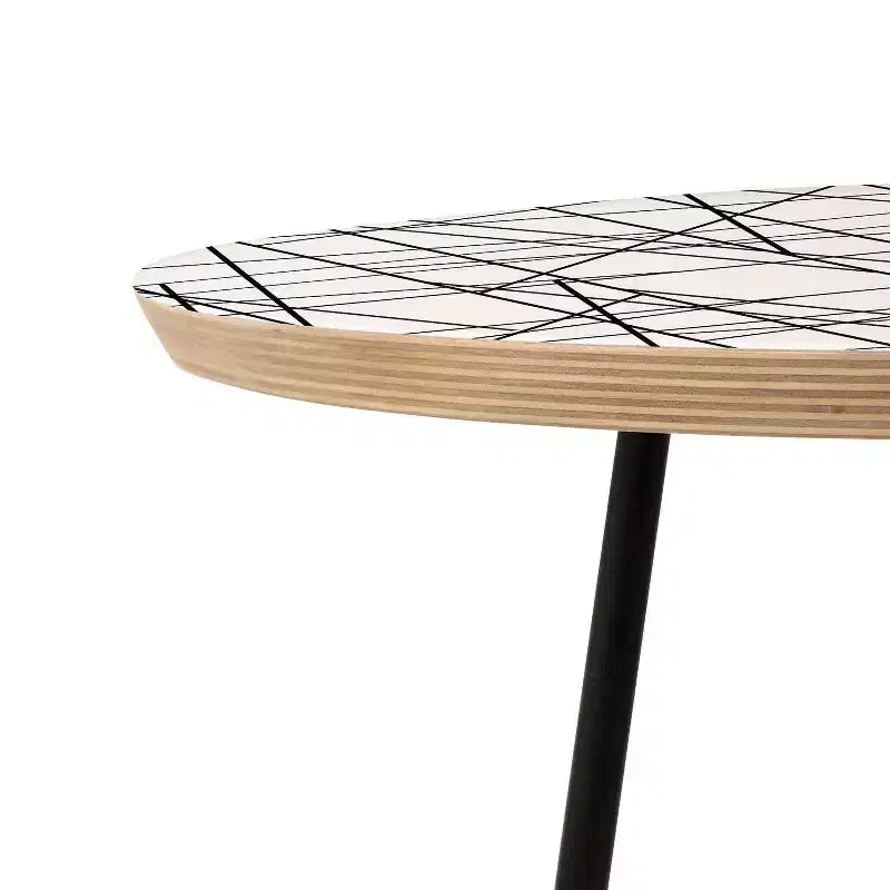 Deny Designs Gabriela Fuente Architecture Side Round Table Black: Modern Stain-Resistant, Wood Composite Top, Steel Frame