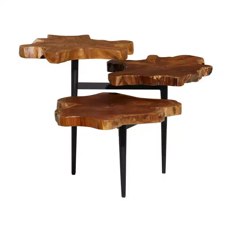Rustic Teak Wood Accent Table Dark Brown - Olivia & May: Handcrafted, No Assembly Required