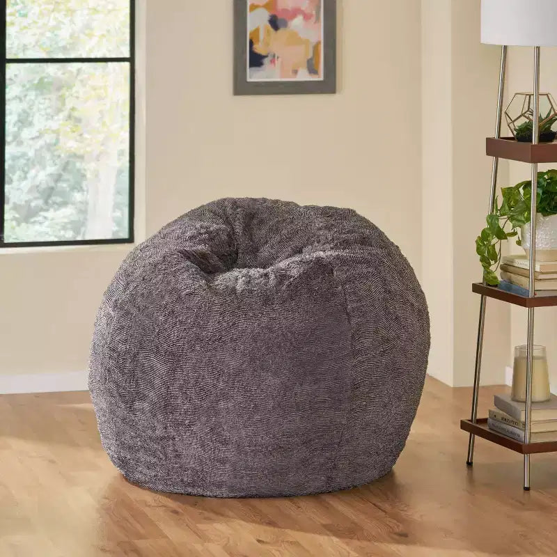 34" Greyrock Modern Glam Faux Fur Winter Bean Bag Brown/Beige - Christopher Knight Home