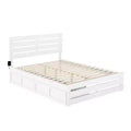 Queen Oxford Bed with Footboard and USB Turbo Charger with 2 XL Drawers White - AFI: Farmhouse Style, Painted Wood, Platform Design