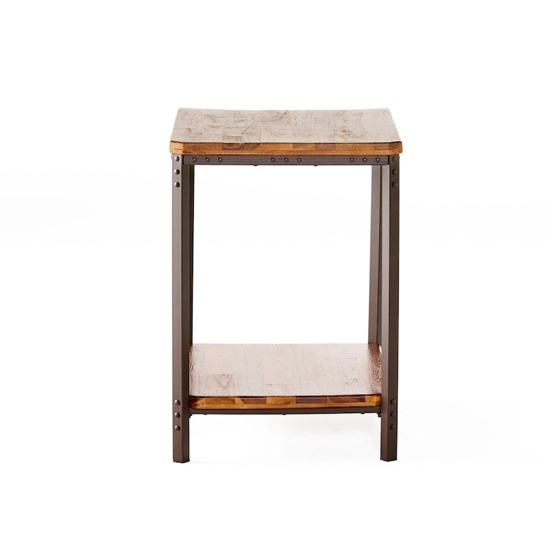 Table d'appoint en métal rustique Ronan Wood de Christopher Knight Home