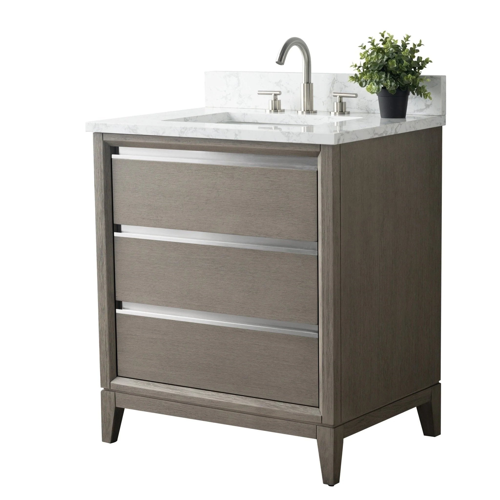 Meuble-lavabo Vanity Art avec évier en céramique et dessus en marbre reconstitué