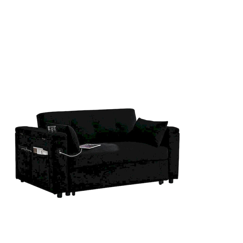 Canapé convertible 54 pouces avec lit gigogne, double assise, fonction relax