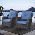 Chaises longues à bascule d'extérieur en osier Gymojoy avec base pivotante (lot de 2)