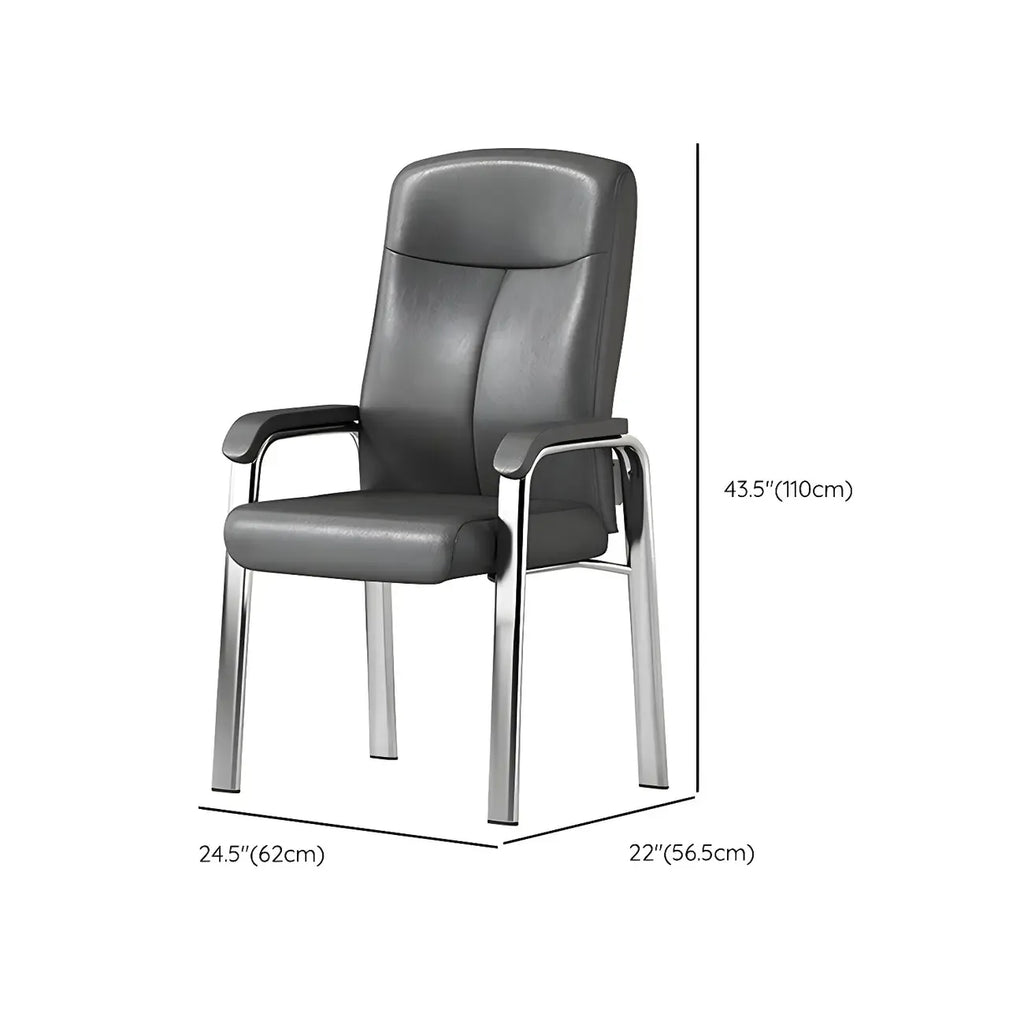Chaise de bureau HomeyFad moderne en cuir et métal à 4 pieds avec accoudoirs
