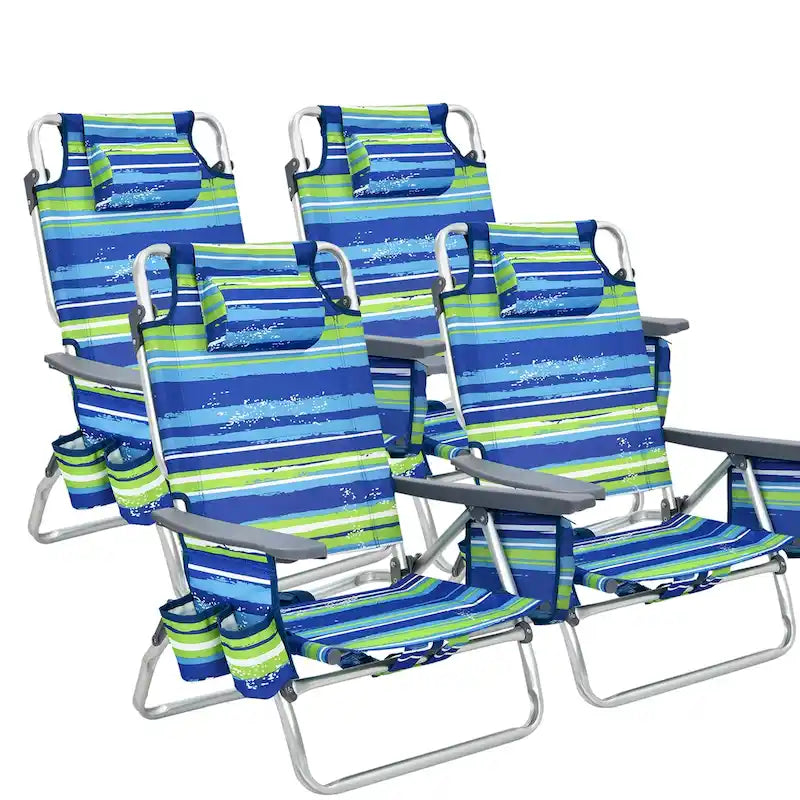 Lot de 4 chaises de plage pliantes de randonnée Costway, 5 positions d'extérieur - Voir détails