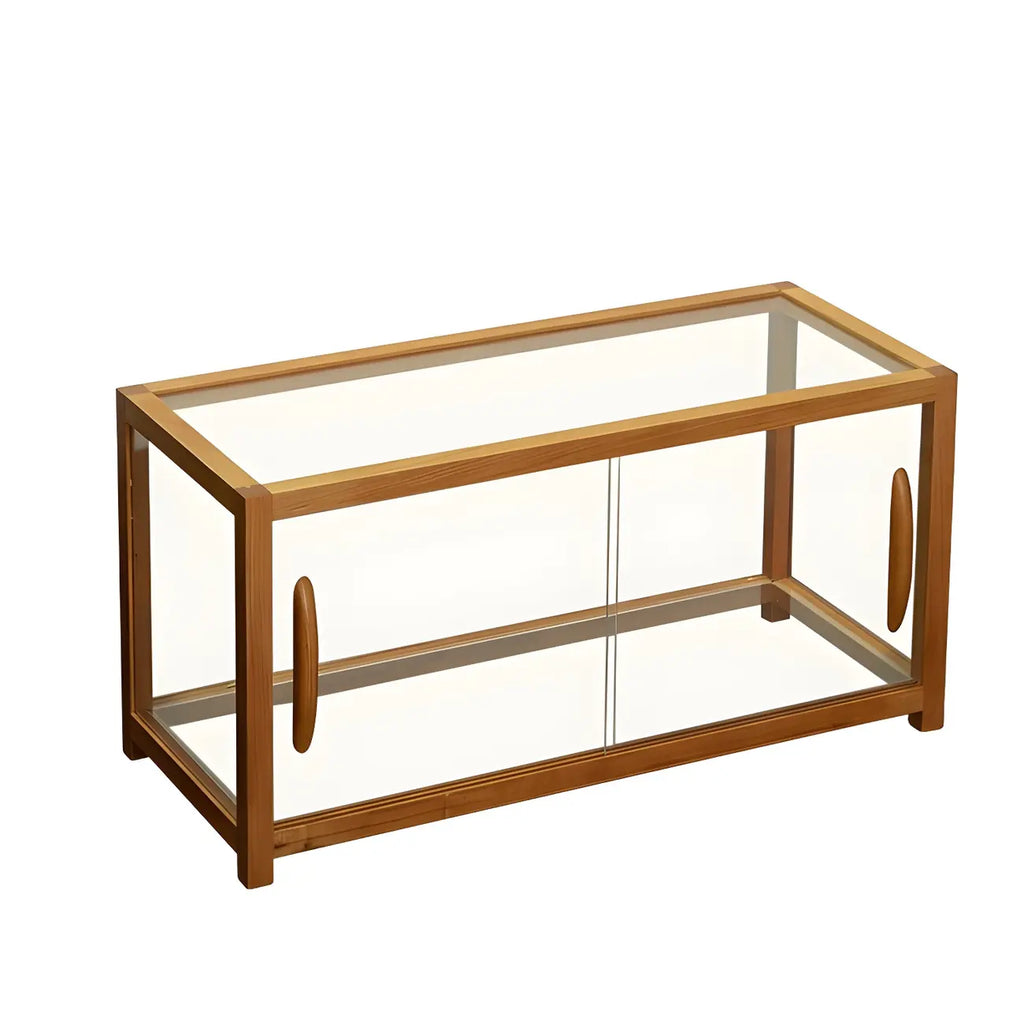 Élégante vitrine de collection en bois avec portes coulissantes