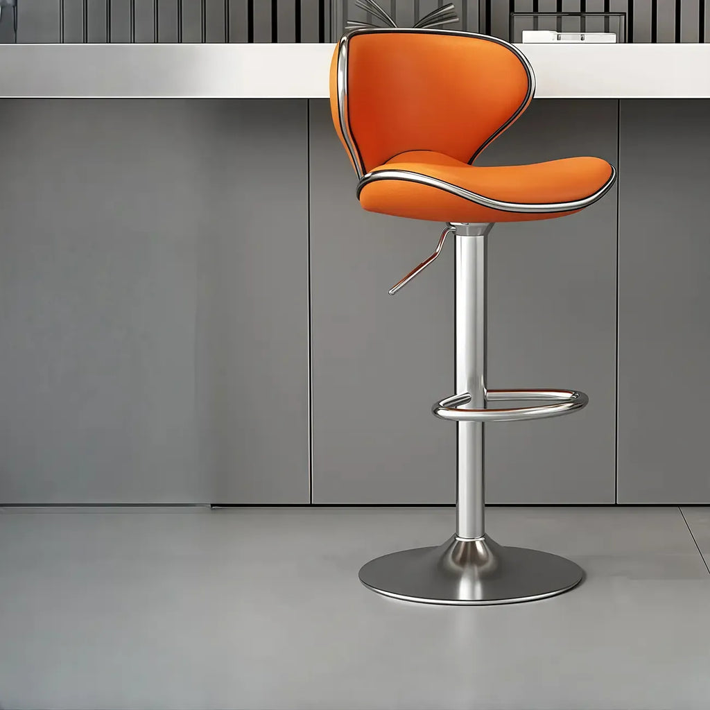 Tabouret de bar réglable pivotant à coussin en cuir