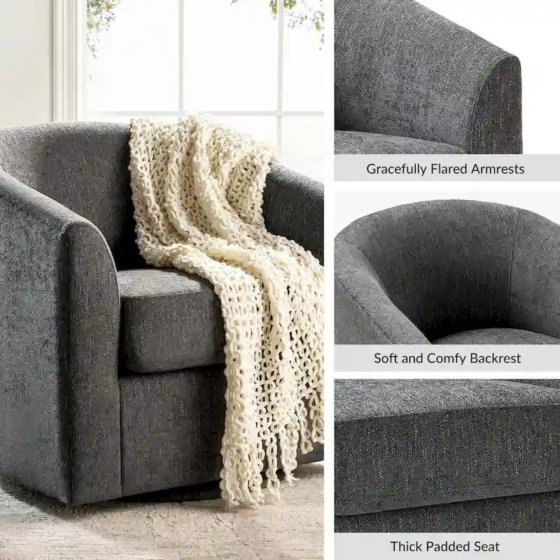 Fauteuil Cuenca moderne en tissu avec piètement pivotant