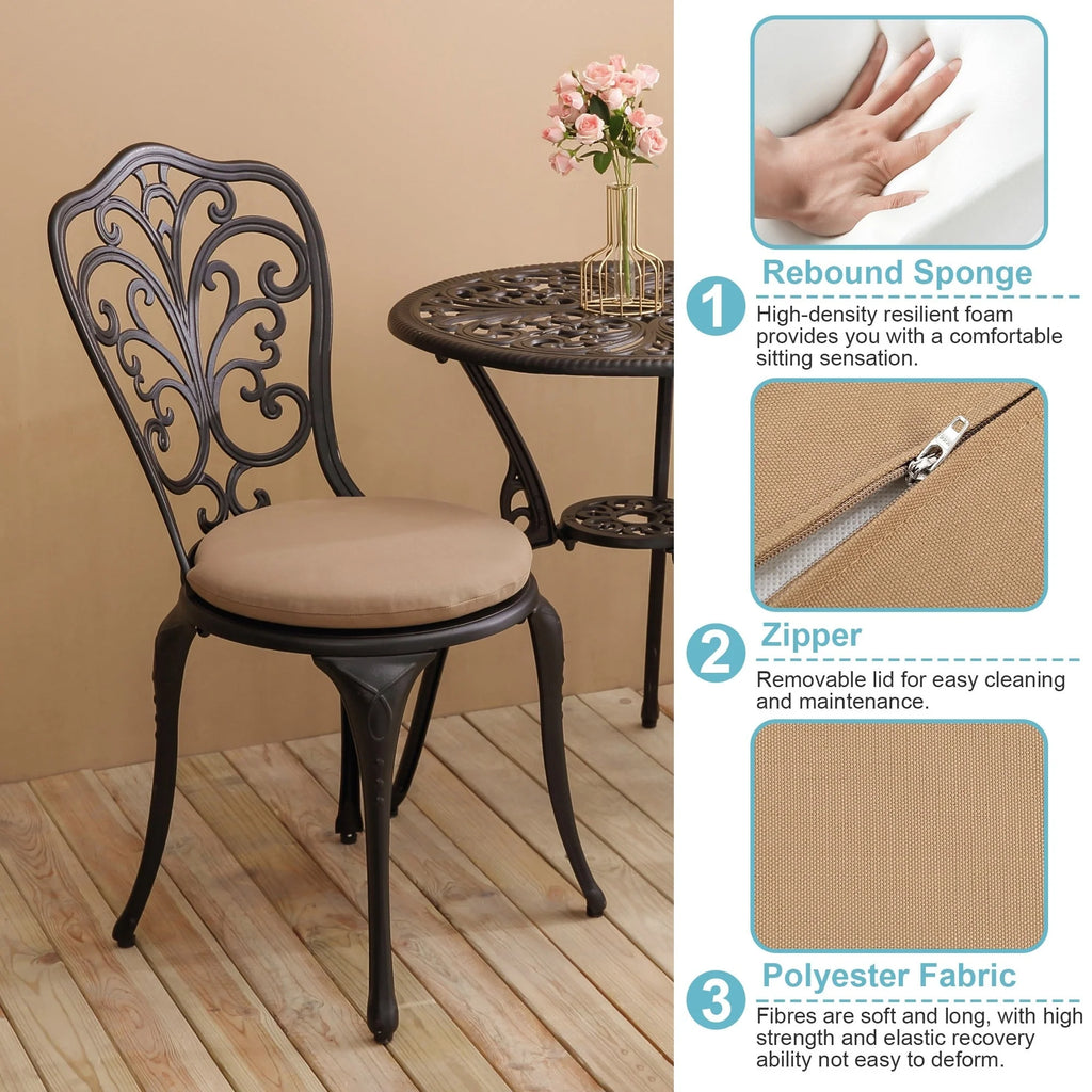 Ensemble de 3 pièces pour terrasse extérieure en aluminium avec table papillon, chaises et trou pour parasol