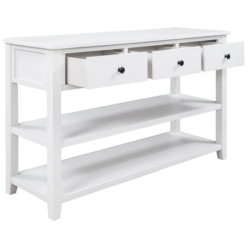Console de style rétro avec deux étagères ouvertes