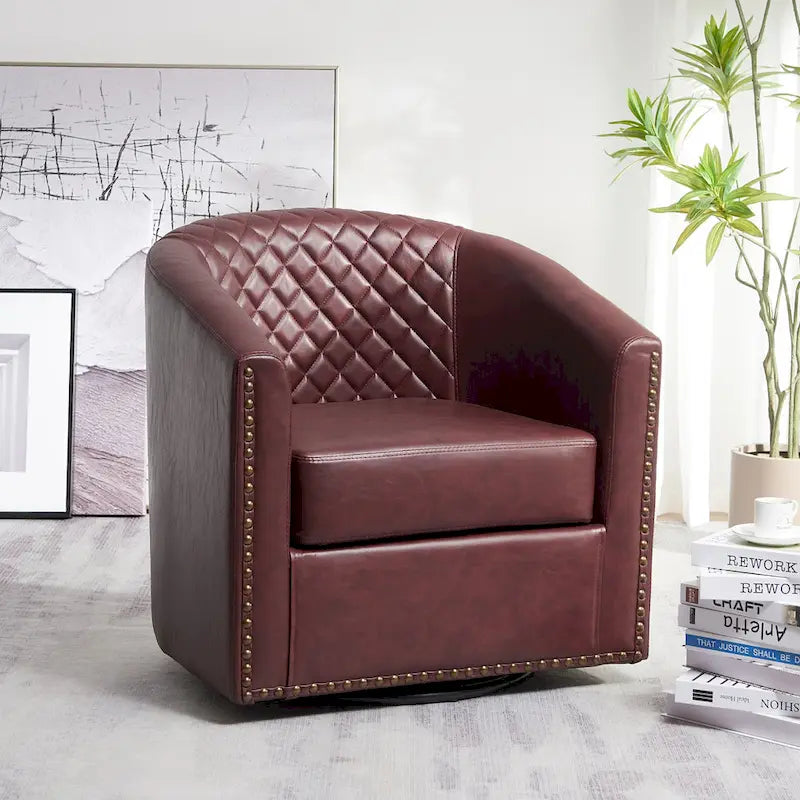 Fauteuil à barillet pivotant en cuir PU touffeté KINWELL 29