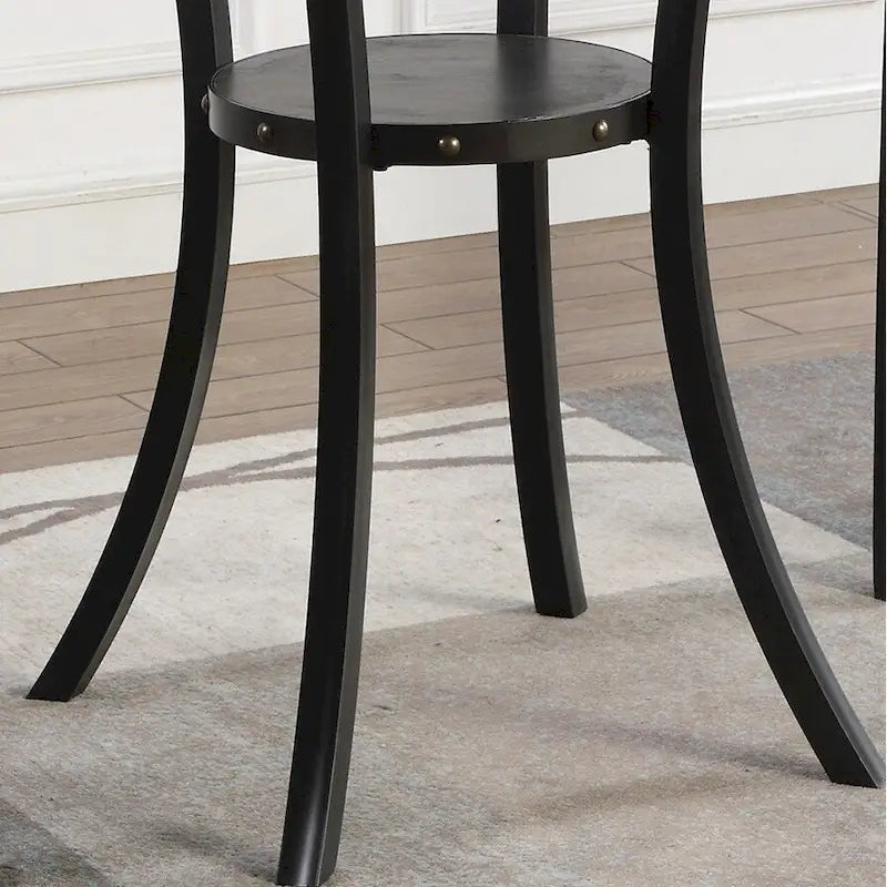 Ensemble de salle à manger moderne 3 pièces avec table de bar ronde et 2 chaises de pub cloutées