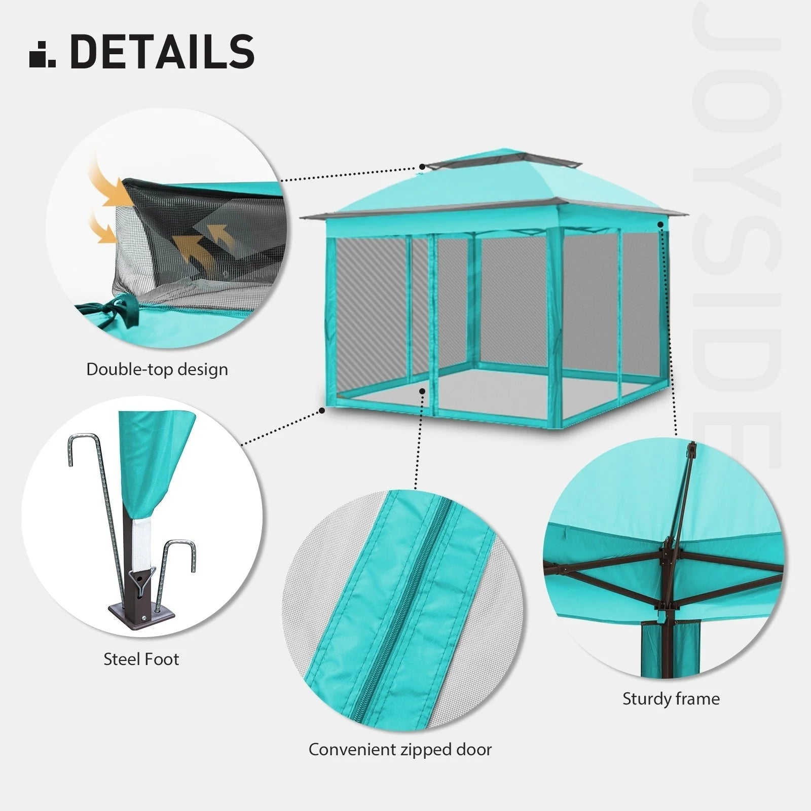 Cozywor Tonnelle escamotable en acier de 3,35 m x 3,35 m avec moustiquaire