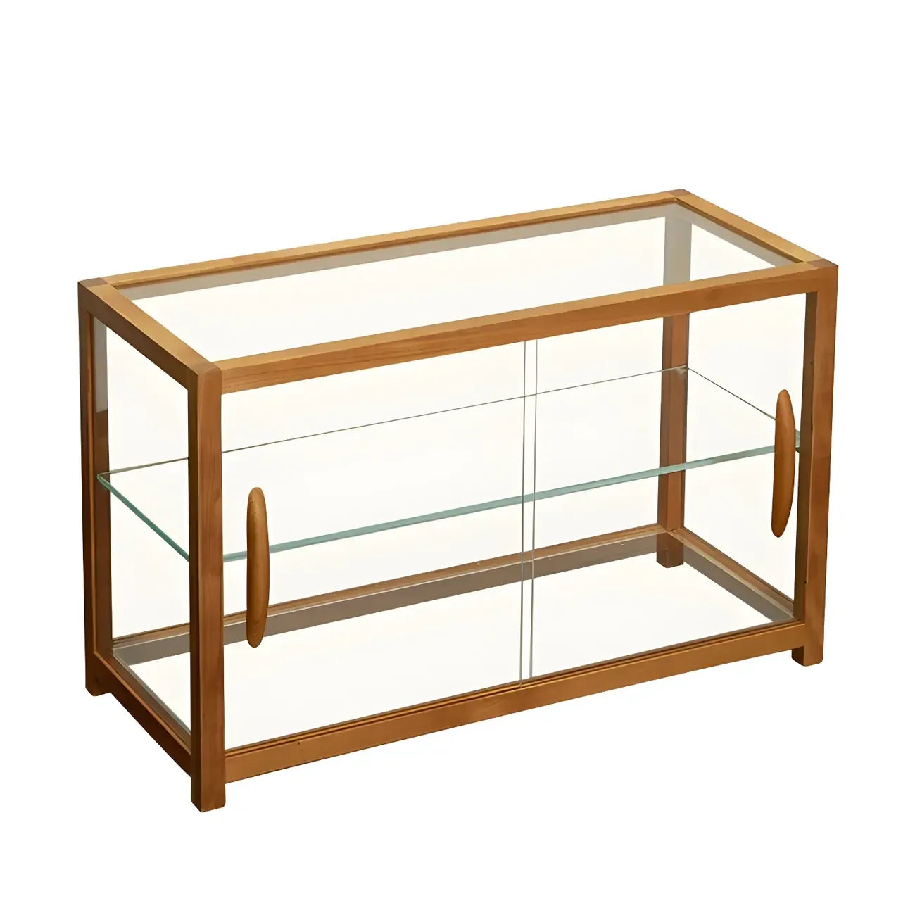 Élégante vitrine de collection en bois avec portes coulissantes