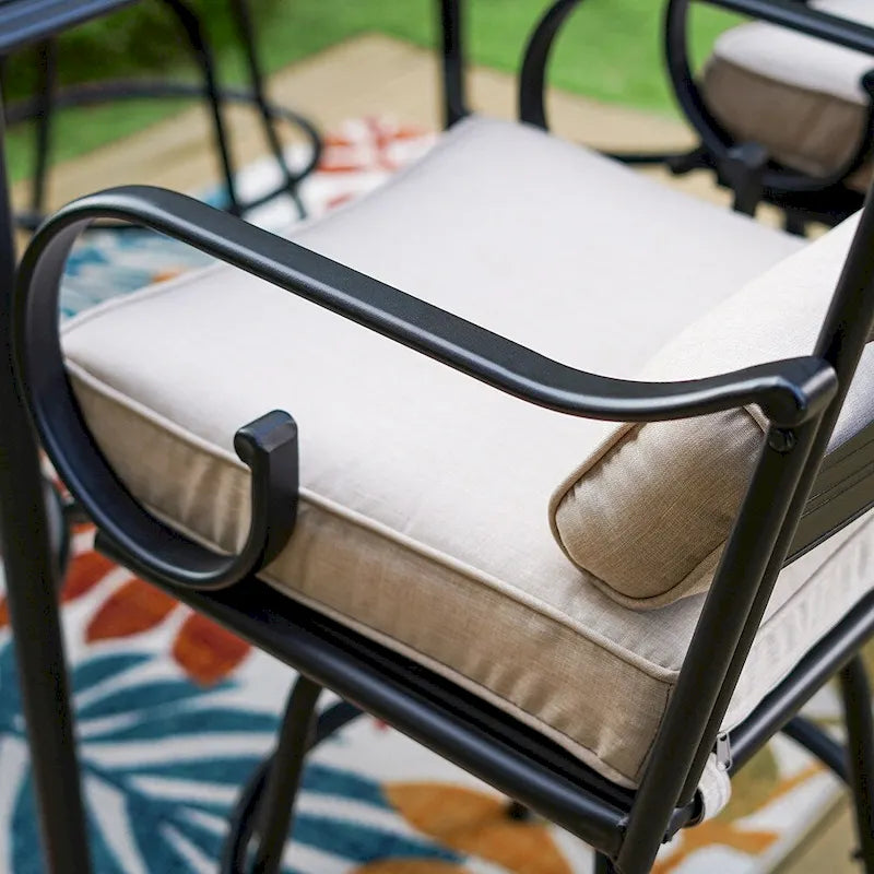 Ensemble de 4 chaises de bar de patio pivotantes en métal avec coussins pour l'extérieur