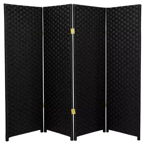 4 ft. Tall Woven Fiber Room Divider (4 Panels) - Oriental Furniture